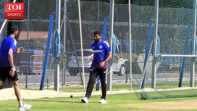 Jasprit Bumrah prepares to bowl in the Edgbaston nets
